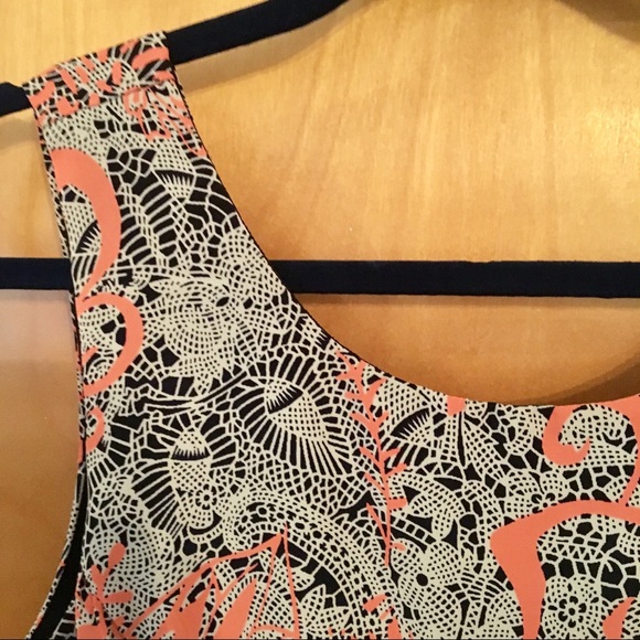 DONATED Printed dress in Coral/Navy/White - Picture 1 of 3